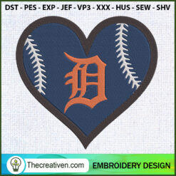 Baseball Heart Logo D Square Embroidery Design