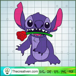 Stitch Have Rose SVG, Stitch Valentine's Day SVG, Funny Stitch SVG