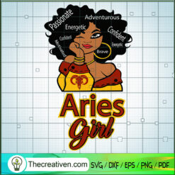 Aries Girl Zodiac SVG, Birthday Girl SVG, Black Girl SVG
