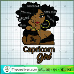 Capricorn Zodiac Birthday Girl SVG, Birthday Girl SVG, Black Girl SVG