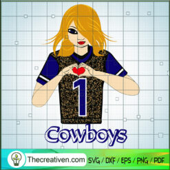 Cowboys Fan Girls SVG, Dallas Cowboys SVG, Girl SVG