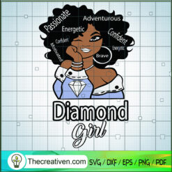 Diamond Birthstone Girl SVG, Birthday Girl SVG, Black Girl SVG