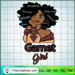 Garnet Birthstone Girl SVG, Black Girl SVG, Birthday Girl SVG