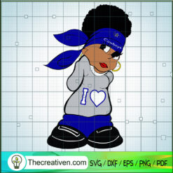 Girl Cowboys Sports Fan SVG, I Love Cowboys SVG, Black Girl SVG