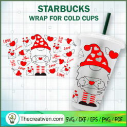 Gnomes Valentines Starbucks Cup SVG, Starbucks Cold Cup Full Wrap SVG