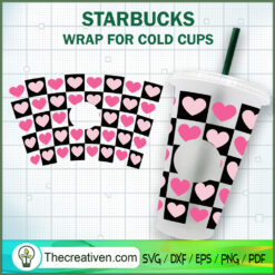Heart Icon Starbucks Cup SVG, Starbucks Cold Cup Full Wrap SVG