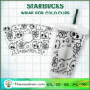 Skull Outline Starbucks Cup SVG, Starbucks Cold Cup Full Wrap SVG 2 23 copy 4