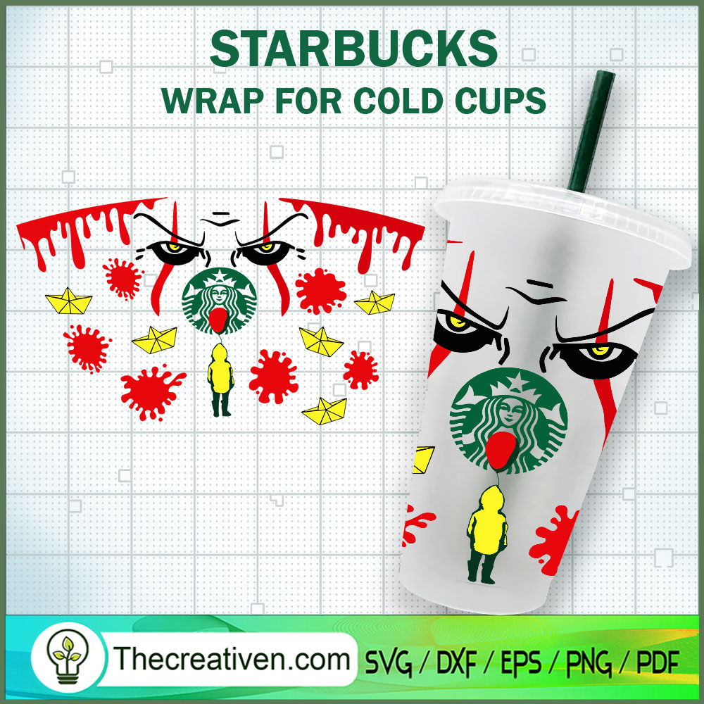 Horror Pennywise Starbucks Cup SVG, Starbucks Cold Cup Full Wrap SVG 1 Horror Pennywise Starbucks Cup SVG, Starbucks Cold Cup Full Wrap SVG