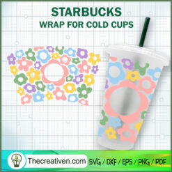 Colorful Flower Starbucks Cup SVG, Starbucks Cold Cup Full Wrap SVG