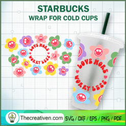 Smile Face Flower Starbucks Cup SVG, Starbucks Cold Cup Full Wrap SVG
