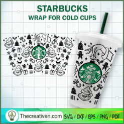 Grinch Christmas Starbucks Cup SVG, Starbucks Cold Cup Full Wrap SVG
