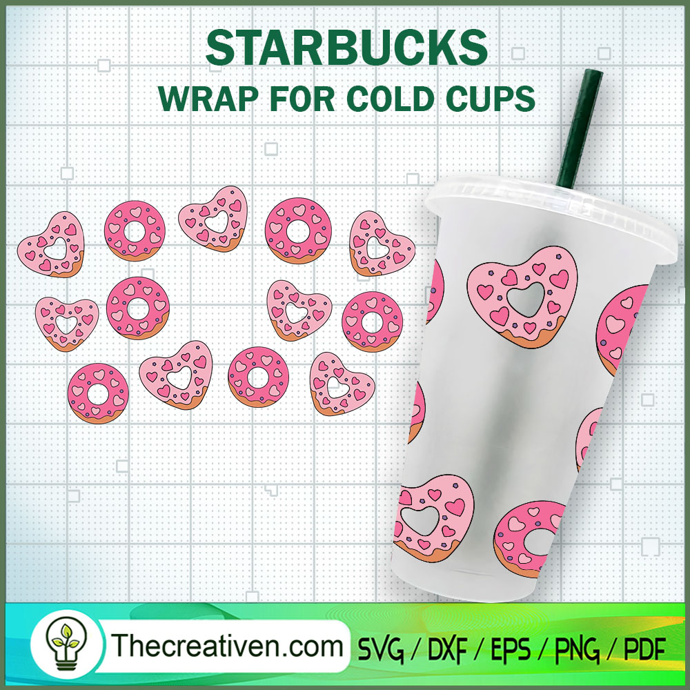 Valentines Donut Starbucks Cup SVG, Starbucks Cold Cup Full Wrap SVG 1 Valentines Donut Starbucks Cup SVG, Starbucks Cold Cup Full Wrap SVG