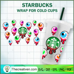 Monster Eyes Starbucks Cup SVG, Starbucks Cold Cup Full Wrap SVG