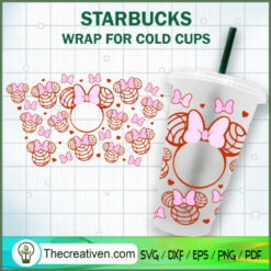 Minnie Head Starbucks Cup SVG, Starbucks Cold Cup Full Wrap SVG