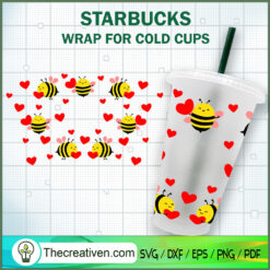 Little Bee And Heart Starbuc SVG Cut File for Cricut