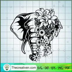 Floral Elephant SVG, Elephant SVG, Animals SVG