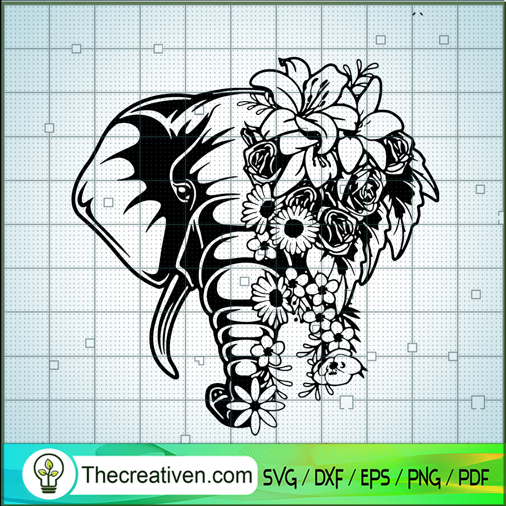Floral Elephant SVG, Elephant SVG, Animals SVG 1 Floral Elephant SVG, Elephant SVG, Animals SVG