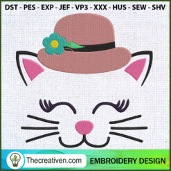 Cat Head Hat Embroidery Designs Embroidery Design – Digital Download