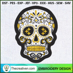 Pittsburgh Steelers Skull Em Embroidery Design
