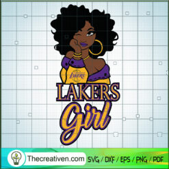 LA Lakers Girl SVG, Black Girl SVG, Sports Girl SVG