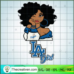 LA Dodgers Girl SVG, Sports Fan Girl SVG, Black Girl SVG