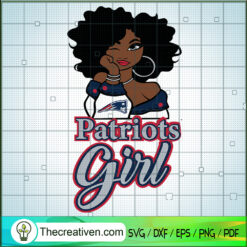 Patriots Girl SVG, Black Girl SVG, Sports Fan Girl SVG