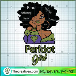 Peridot Girl SVG, August Birthday Girl SVG, Zodiac Girl SVG