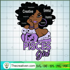 Pisces Girl SVG, Birthday Girl SVG, Zodiac Girl SVG