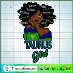 Taurus Girl SVG, Birthday Girl SVG, Black Zodiac Girl SVG