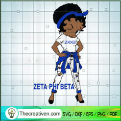 Zeta Phi Beta Betty Boop SVG, Cute Black Girl SVG, Sports Fan SVG