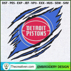 Detroit Pistons NBA Claws Em Embroidery Design