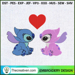Stitch And Angel Love Embroi Embroidery Design