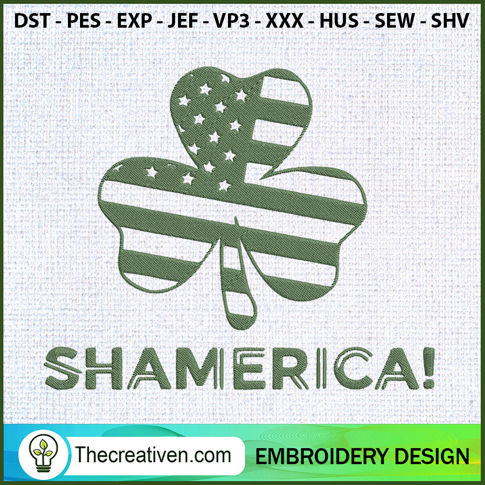 Shamerica Flag Saint Patrick Embroidery Design 1 Shamerica Flag Saint Patrick Embroidery Design
