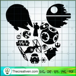 Mickey Head Star Wars SVG, Star Wars Movie SVG, Disney Mickey SVG