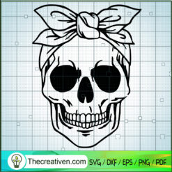 Skull Messy Bun SVG, Skull SVG, Messy Bun SVG