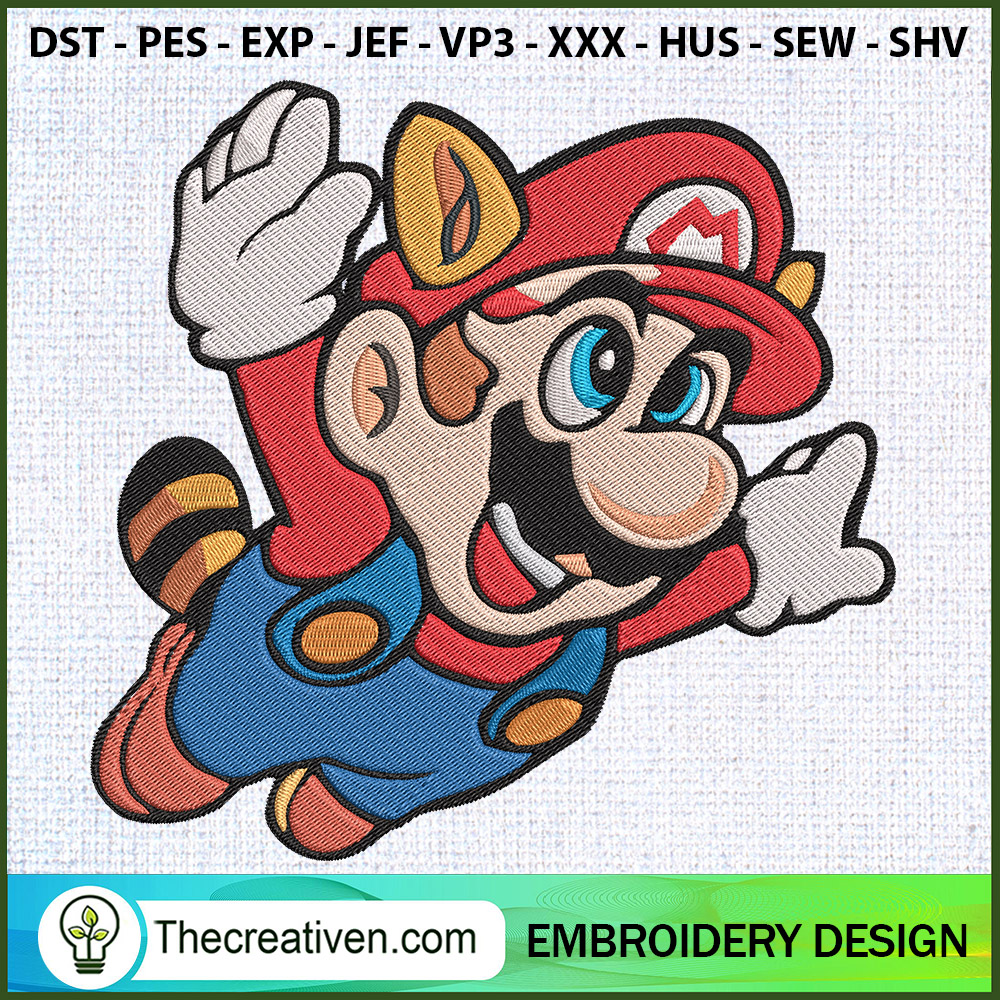 Super Mario Tanooki Fly Embr Embroidery Design 1 Super Mario Tanooki Fly Embr Embroidery Design