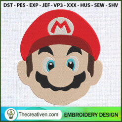 Super Mario Head Embroidery  Embroidery Design
