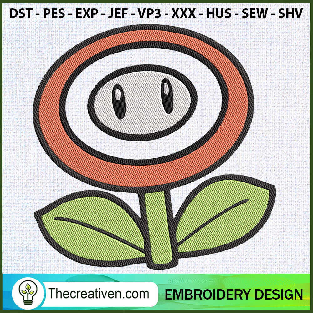 Retro Flower Mario Embroider Embroidery Design 1 Retro Flower Mario Embroider Embroidery Design
