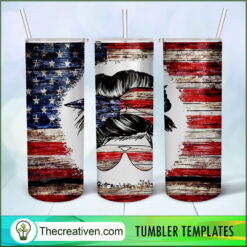 America Messy Bun Full Tumbler Wrap Tumbler Wrap – Digital Download
