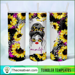 Momlife Flower Full Tumbler Wrap Tumbler Wrap – Digital Download