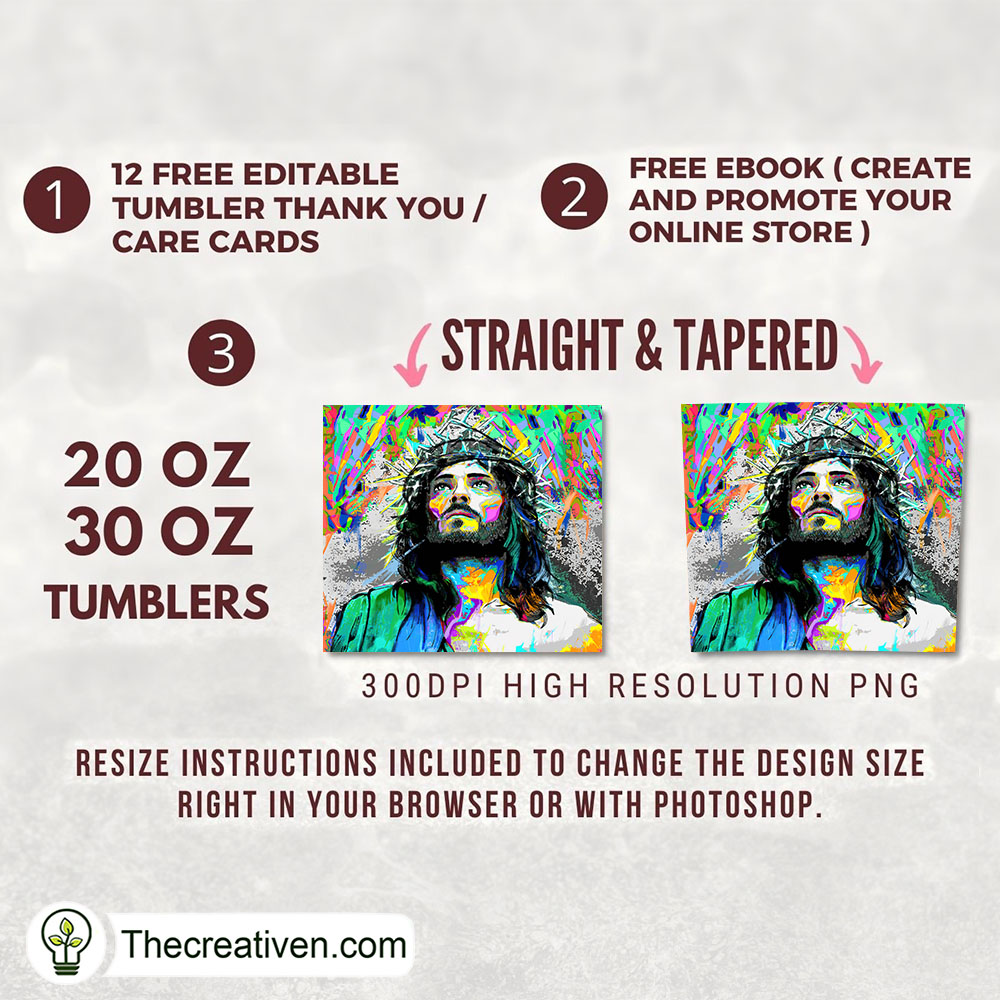 Colorful Jesus Full Tumbler Wrap Tumbler Wrap – Digital Download 2 Colorful Jesus Full Tumbler Wrap Tumbler Wrap – Digital Download - Image 2