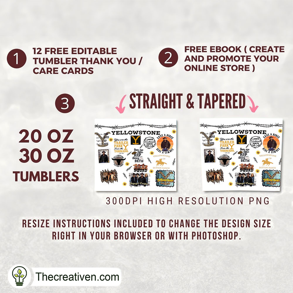 Yellowstone Full Tumbler Wrap Tumbler Wrap – Digital Download 2 Yellowstone Full Tumbler Wrap Tumbler Wrap – Digital Download - Image 2