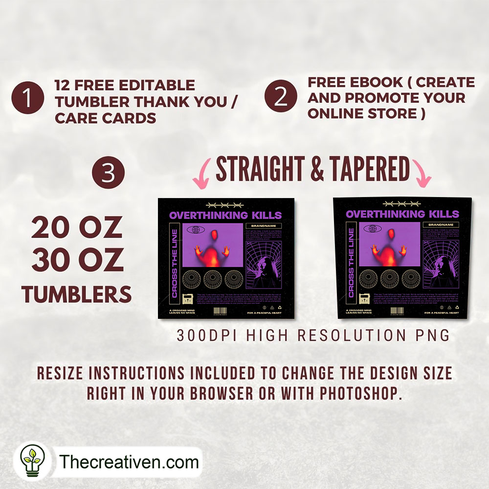 Overthinking Kills Full Tumbler Wrap Tumbler Wrap – Digital Download 2 Overthinking Kills Full Tumbler Wrap Tumbler Wrap – Digital Download - Image 2