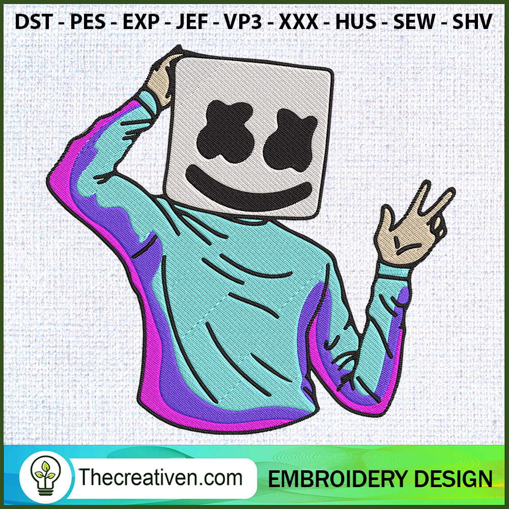 Color Marshmello Embroidery Embroidery Design 1 Color Marshmello Embroidery Embroidery Design