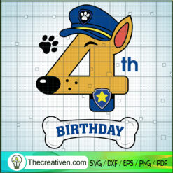 4th Birthday Chase SVG, Police Car Chase SVG, Birthday Kids SVG