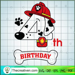 4th Marshall Birthday SVG, 4th Birthday SVG, Marshall Paw Patrol SVG