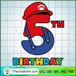 5th Birthday Mario Bros SVG, Super Mario SVG, 5th Birthday Kids SVG
