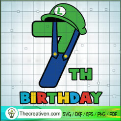 7th Birthday Luigi Bros SVG, Super Mario SVG, 5th Birthday Kids SVG