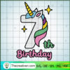 7th Birthday Unicorn SVG, Birthday Kids SVG, Unicorn SVG