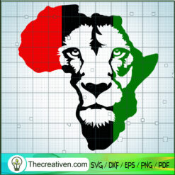 Africa Map With Lion Face SVG, Black History SVG, Africa Map SVG